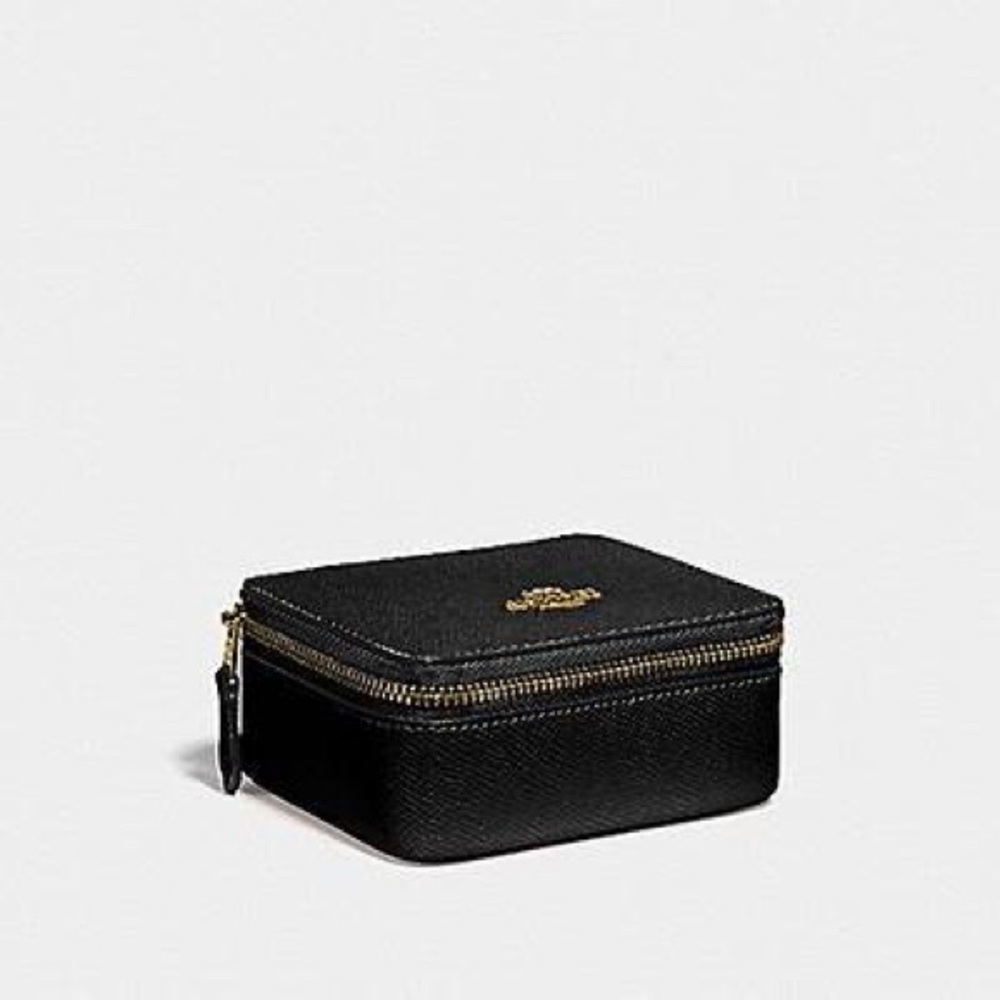 Travel compact Coach Jewelry Box, Black/Gold